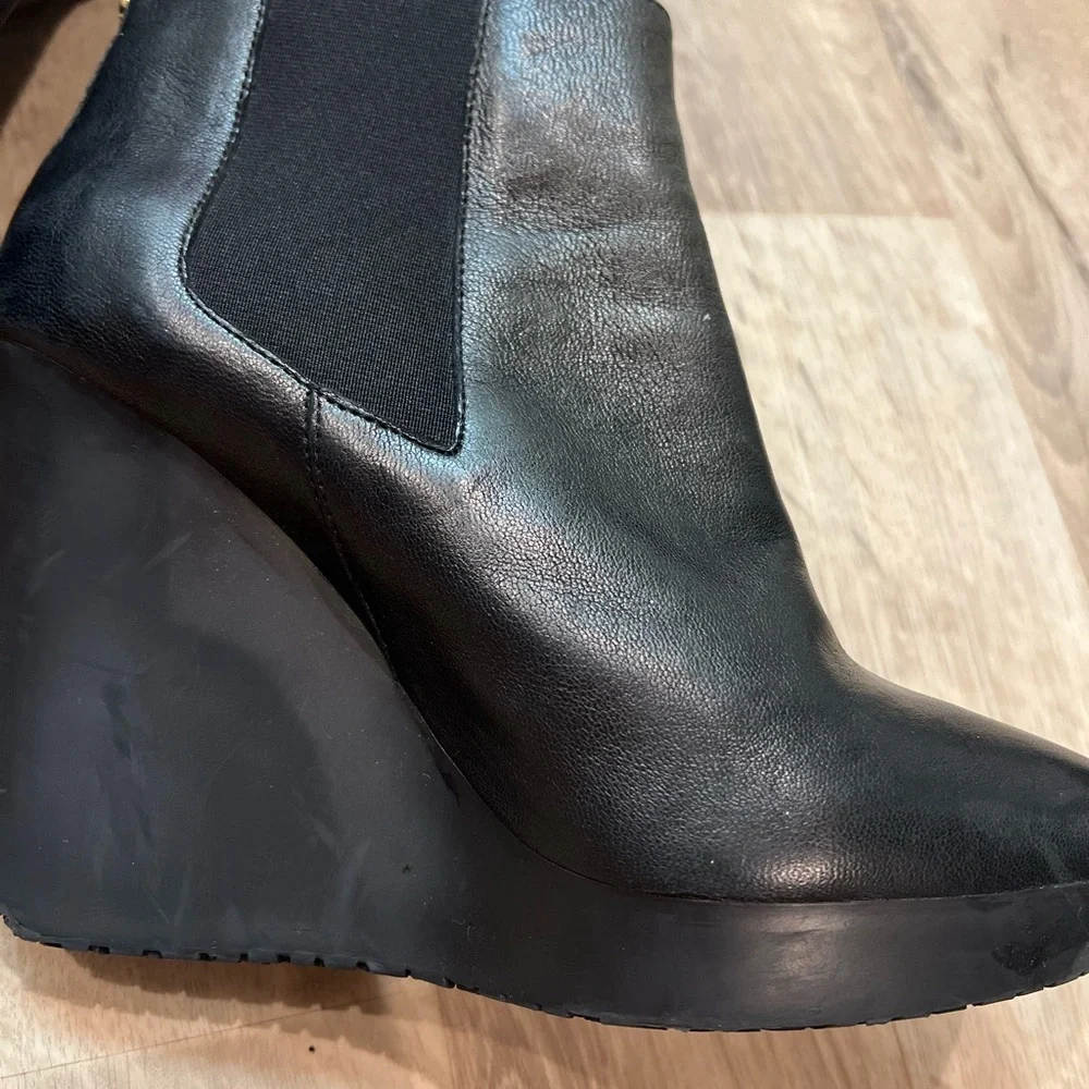 Jimmy Choo Black Leather Platform Wedge Ankle Boots EU 40.5 US 10.5